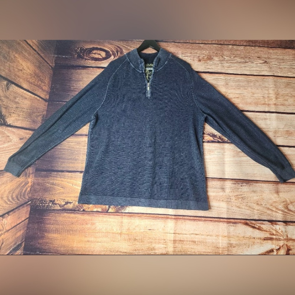 Tommy Bahama  NEP Logo 1/4 Zip Sweatshirt Men XL Navy Pullover 100% Cotton